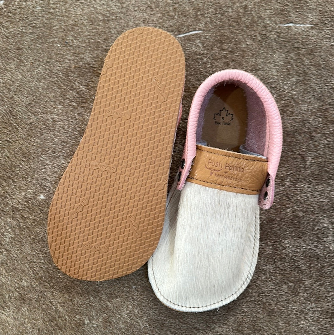TODDLER Size 3 RUBBER SOLE || White + Pink