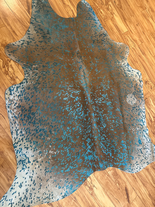 TURQUOISE ACID WASH COWHIDE