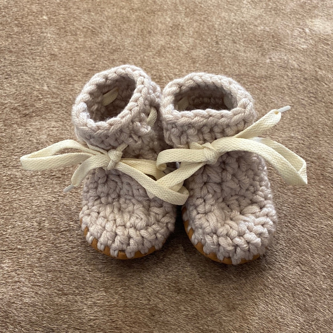 Size 5/6 Taupe Crocheted Bootie
