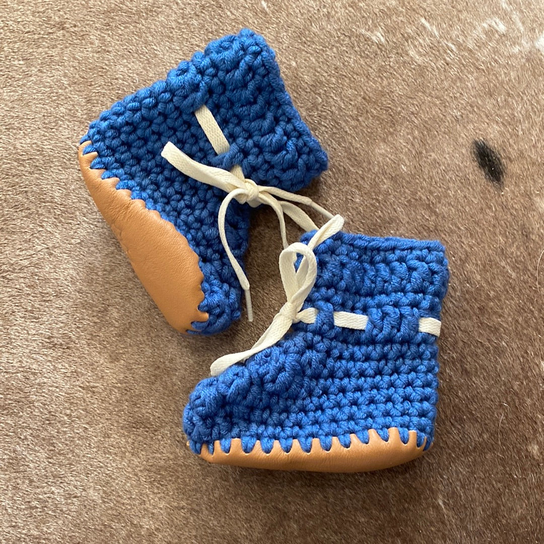 Size 3 Blue Crocheted Bootie
