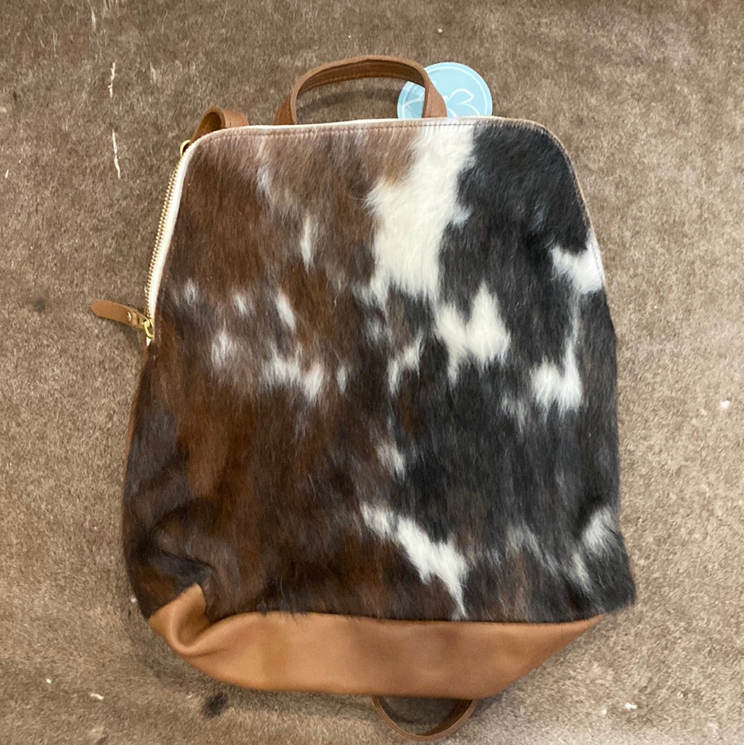 Brown & White Cowhide Backpack
